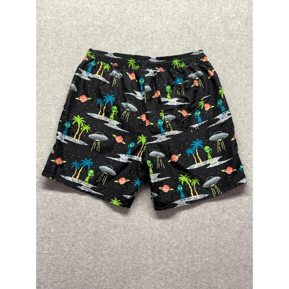 No Boundaries Mens Alien UFO Pixel Print Swim Trunks Black Medium 32-34 NB52469
